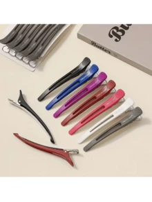6pcs Salon & Home Use Seamless Hair Clips, Large Size, Hairstyle Separation, Seamless, Durable Plastic - Multicolor - View 2