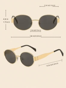 2/1 Pair Women's Metal Frame Oval Fashion Glasses, Suitable For Daily Wear, Women's Glasses Beach Accessory - Colored - View 4