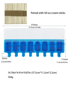 1pc 8-Cavity Fruit & Animal Shaped Ice Cream Mold, DIY Ice Cream Mold, Comes With Lid And 50pcs Wooden Sticks - Multicolor - View 18