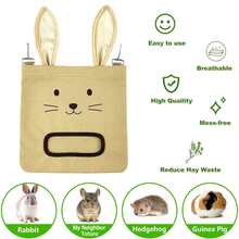 Bolsa de hierba para conejo, estante colgante para heno, bolsa de alimentación con forma de oreja de conejo - Ver 6