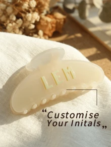 Kẹp tóc chữ cái đầu cá nhân hóa, thiết kế màu trơn tùy chỉnh từ 1 đến 4 với cấu trúc móng vuốt, khóa bản lề, phụ kiện tóc cưới - Màu be - Xem 10