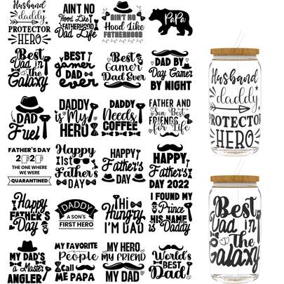  XRTHGS Conjunto de 24 Adesivos Autoadesivos UV DTF para Envelopamento de Copos, Garrafas de Água, Decoração de Casa, Laptops e Geladeiras (Copo não incluso)