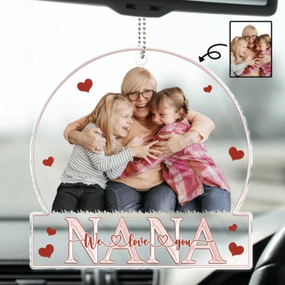 Foto conmovedora personalizada para mamá y abuela - Regalo reflexivo para mamá, abuela y bisabuela; Regalo del Día de la Madre - Colgante de coche de acrílico personalizado
