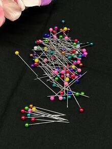 100支/盒仿珍珠头缝纫针，高可见度仿珍珠设计，防丢防缠绕，9种颜色可选，可搭配各种面料和手工风格，适用于六月节项目、季节性手工制品、DIY和定制礼品制作。 - 珠光針盒裝 - 查看 1