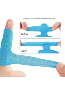 4pcs-Pack Pre-Cut Dual-Strap Asymmetric Finger Wraps | Elastic Support For, Comfortable Muscle Effort Patches, Pre-Curved Finger Wrapping, Lightweight Support, Breathable Polyester Fiber - View 5