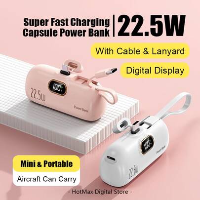 Mini Portable Power Bank Charger For IPhone – Upgraded 5000mAh 20W PD Fast Charging Battery Pack With Built-In LED Light & Convenient Foldable Phone Stand, Ultra Compact & Lightweight Design, Fully Compatible With IPhone 17/16/15/14 Series/14 Plus/14 Pro Max/13/13 Pro Max/12/11/XR/8/7/6, Perfect On-The-Go Mobile Power Supply For Travel, Commute & Daily Use