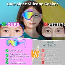 Swim Goggles 2 Pack Anti-Fog Anti-UV Wide View Swimming Goggles For Kids 3-14 - Blue & Purple - View 6
