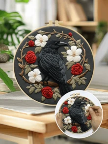20x20cm/7.9x7.9in Hand Embroidery Kit, Bird Theme Pattern, Suitable For Adult Beginners, Includes Embroidery Cloth, Instructions, Embroidery Frame And Needles, Great Gift For Friends And Family, Home Decor, Office Craft - 20X20cm - View 3