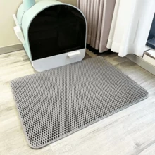 Thảm lót khay vệ sinh cho mèo cỡ lớn, siêu bền, chống thấm nước, thiết kế 2 lớp, chống trơn trượt, dễ vệ sinh, thảm bảo vệ sàn nhà cho thú cưng, tấm lót khay vệ sinh cho mèo. - Xám - Xem 8