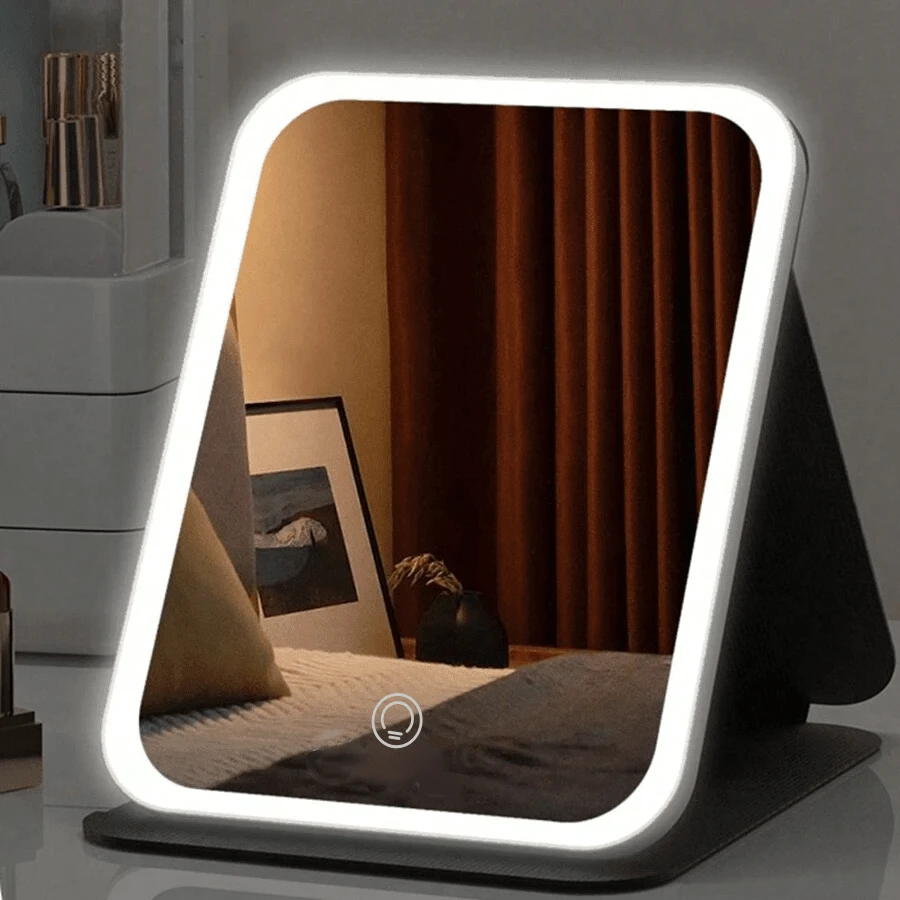 EOLOVA LED Makeup Mirror, Rechargeable Tabletop Vanity Mirror With Lights, 3 Lighting Modes, Touch Control Brightness, Portable Lighted Cosmetic Mirror, Travel Makeup Mirror With Lights - 彩色 - 查看 1