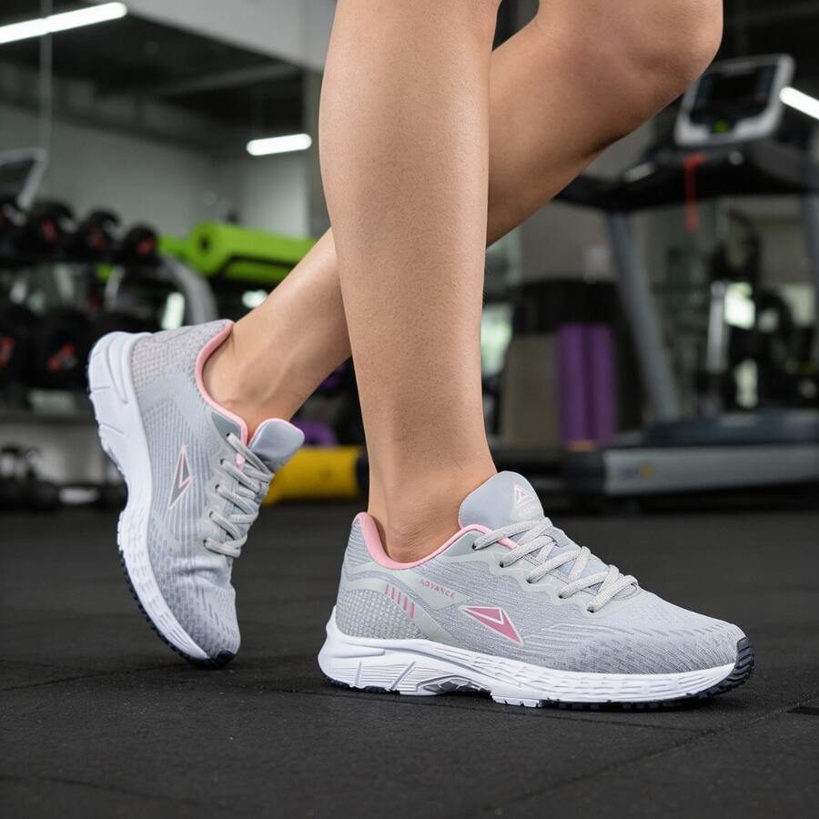 Tênis Feminino Sneakers Casual para Academia Corrida e Caminhada - Cinza/Pink - Visão 1