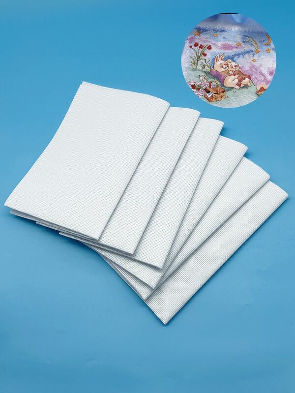 4/6pcs Pre-Cut White 14CT Embroidery Fabric, 30*45cm Plain Weave Base Fabric Ready To Use, Blank Base, Suitable For DIY Cross Stitch, Hand Embroidery, Creative Sewing