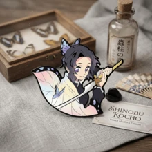 1/6pcs Exquisite And Stylish Cartoon-Style Brooch, Featuring Characters From The Anime Demon Slayer: Tanjiro Kamado, Nezuko Kamado, Zenitsu Agatsuma, Shinobu Kocho, And Akaza. A And Fashionable Bag Accessory. - Multicolor - View 4