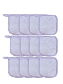 12片装卸妆棉，边缘设计，可重复使用，柔软保湿清洁湿巾，6/3/1片套装 - 紫丁香色 - 查看 4