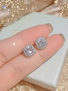 女士三件套银色立方氧化锆首饰套装 - 优雅项链、耳环和戒指套装 | 镶嵌闪亮立方氧化锆，防褪色镀银 | 情人节、圣诞节和生日礼物 - 彩色 - 查看 2