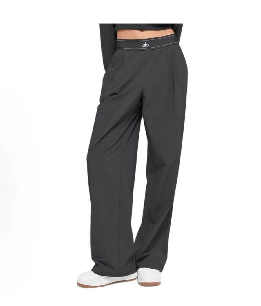 Alo Yoga Women's Suit Up Trouser | Premium High-Waist Relaxed Straight-Leg Pants | Luxury Soft Stretch Performance Trousers | Wide-Leg Athletic Leisure Slacks | Celebrity Style Urban Workout Apparel | Breathable Lightweight Formal-To-Gym Pants - 黑色 - 查看 1