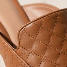 Women's Mule Flat Shoe With Quilted Detail, Open Back, Comfortable And Soft For Everyday Wear - Lạc đà - Xem 2