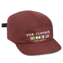 Premium Unisex Adjustable 5-Panel Embroidered Flat Brim Baseball Cap - Burgundy - View 2