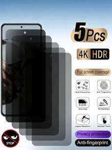 5片装隐私钢化玻璃膜防窥屏保护膜，兼容三星Galaxy S26 S25 S24 Ultra FE A57 A37 A56 A36 A17 A07 A16/小米15T 14T 13T Poco M6 M7 X7 Pro/ Note 14 13 Pro 4G 5G/ 17 Pro Max 16 15 14 Plus 13 12 11，9H硬度，防爆、防刮、防窥保护膜 - 無色 - 查看 2