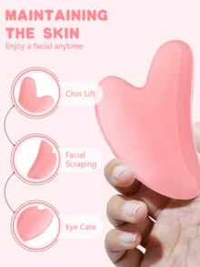 Gua Sha & Jade Roller Facial Tool Set, Helps Reduce Puffiness And Redness, Skincare Daily Care, Unisex Self-Care Gift - Pink - View 4