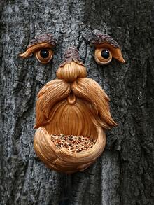 1 pieza Decoración de rostro de árbol, Arte de rostro de árbol al aire libre, Decoración de tronco de árbol, Decoración de árbol al aire libre - Multicolor - Ver 5