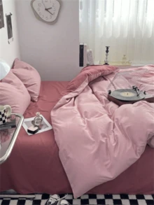 3pcs Pink Tie-Dye Bedding Set, Unisex Bedroom Linens - Pink Milkshake - View 4