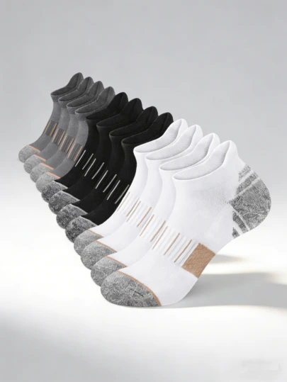 1/3/6/12 pares de calcetines de tobillo con bloques de color, diseño cómodo, suave y minimalista