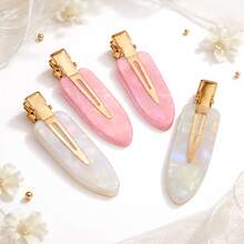 4pcs Seamless Women Hair Clips - Elegant Pink & White Mermaid Style Self-Adhesive Bangs Clips, Suitable For Makeup, Styling, Face Washing, Salon And Daily Use - Multicolor - View 4