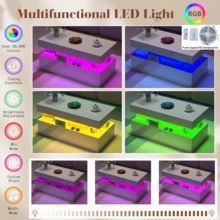 40 Inch Modern LED Coffee Table With RGB Lights - High Gloss Rectangular, Two-Tier Storage, Minimalist - trắng - Xem 4