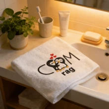 1pc 30*30cm Embroidered Letter Funny Washcloth, Suitable As Gifts For Boyfriend, Wedding/Honeymoon, Thanksgiving, Christmas, Valentine's Day, Partner's Birthday, Anniversary, White Elephant, Gag Gifts - White - View 4