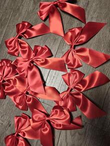 10pcs Bright Red Double-Layer Bow, Full Of Holiday Atmosphere, Suitable For Wedding DIY Decoration, Gift Packaging, Gift Basket Decoration, Birthday Packaging, Holiday Arrangement, Wedding Decoration, Mother's Day Decoration, Wreath Embellishment, Bridal Party Supplies, Holiday And Party Gift Decoration Bow - View 6