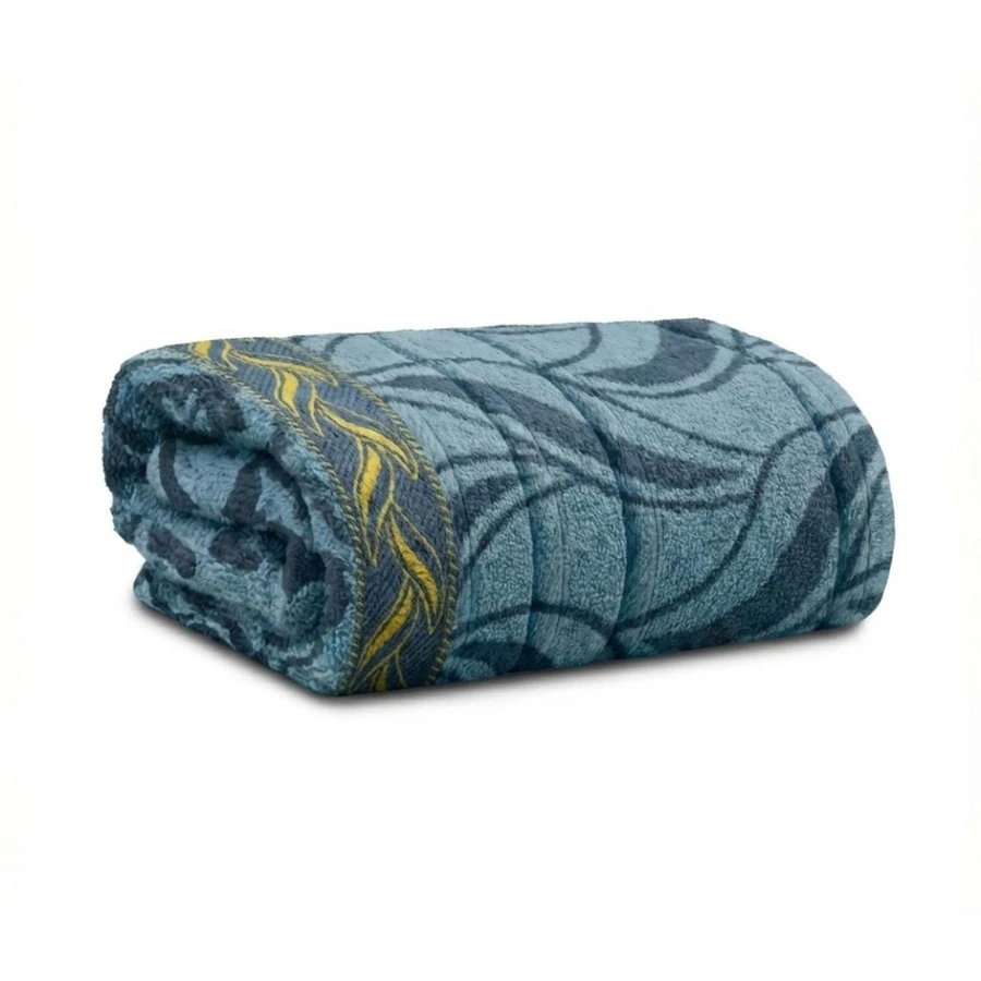 Large Soft Cotton Bath Towel With Luxury Print, 70*1.40 Cm - Pattern 3 – Blue - View 1