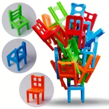 12/24/48/96pcs Colorful Random Stacking Building Blocks Chair Toy, Multi-Person Interactive Desktop Creative Educational Leisure Toy, Thinking Training Puzzle Toy, Stress Relief Toy - Multicolor - View 4