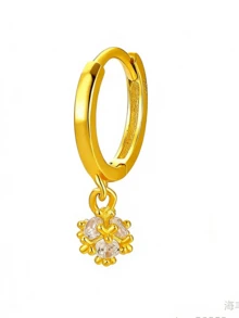 1件S925纯银镀18K金立方氧化锆花朵星月耳环，甜美时尚，优雅精致，女士耳环 - 金黃色 - 查看 5