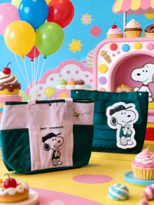 1pc Snoopy New Cartoon Cute Snoopy Large Capacity Printed Casual Canvas Shoulder Bag, Suitable For Commuting, School, Travel, Holidays, Gifts, Easy To Carry (Random Style) - Multicolor - View 2