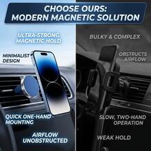 Giá đỡ điện thoại từ tính bằng hợp kim màu xanh dương cho ô tô, giá đỡ điện thoại gắn khe gió điều hòa, nam châm mạnh, ổn định, xoay 360°, chuyên dụng cho khe gió điều hòa ô tô, màu kim loại xanh dương, quà tặng mùa xuân. - Màu xanh lam - Xem 5