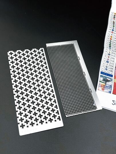 Stainless Steel Diamond Painting Grid Ruler, With 599 Holes And 1020 Blank Grid - Ideal For 5D DIY Crafts, Silver Metal Art Storage And Transportation Accessories