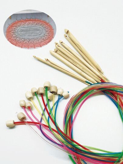 12 Pcs Bamboo Crochet Hook Set, 120cm/47.24 Inch Flexible Soft Cord, Random Color Plastic Tube, Suitable For DIY Blanket, Sweater Crochet Crafting Hobbyists