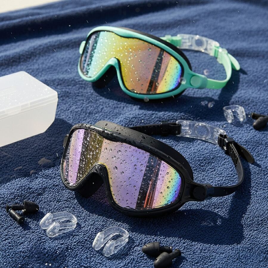 Swim Goggles 2 Packs Anti-Fog Anti-UV Wide View Swimming Goggles For Kids 3-14, Back To School - Black-2 - View 1