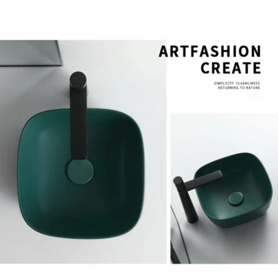 Elegant Ceramic Vessel Sink, Square Design, 4 Color Options (Accessories Not Included) - Ideal Choice For Modern Bathroom Fixtures, Suitable For Dressing Room, Vanity, Bathroom Sink