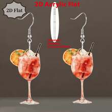 Women's Fashion Dangle Earrings – Summer 2D Acrylic Oktoberfest Beer Glass & Orange Juice Drink Drop Earrings, Minimalist Creative Fresh Fashion Jewelry - Multicolor - View 6