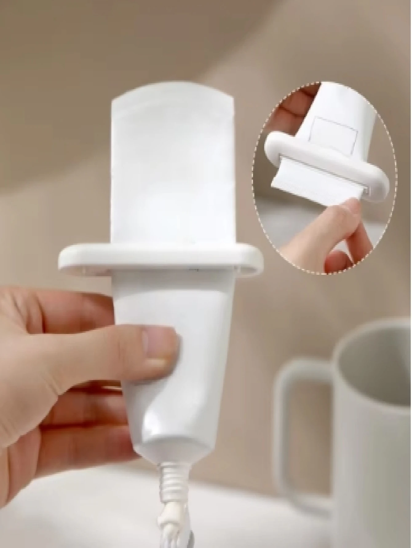 3pcs Easy Press Toothpaste Squeezer - Manual Toothpaste And Face Mask Dispenser, Multi-Functional Bathroom Accessory, Compact And No Electricity Required, Face Mask Applicator | Simple Design | Easy Press Mechanism, Toothpaste Squeezer Saves Toothpaste, Cream, Paint And Other Items, Prevents Waste - White - View 1