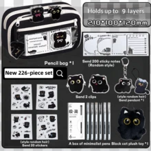 2026 New Arrival Popular Black Cat Design Large Capacity Multi-Functional High-Quality INS Style Pencil Case - Black and Gold Series Cat 9-layer Pencil Case - View 15