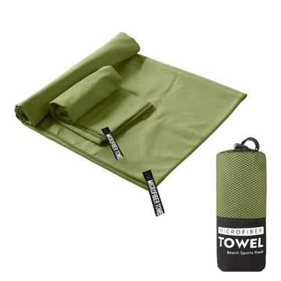 1pc/2pcs Microfiber Quick Dry Sports Towel, Outdoor Camping Towel, Military Green Absorbent Sweat-Wicking Gym Towel, Soft Lightweight Travel Towel, Convenient Storage, Suitable For Outdoor Camping, Fitness, Swimming, Running, Beach