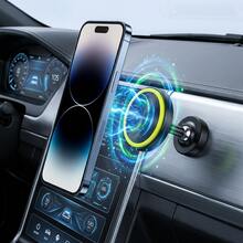 Giá đỡ điện thoại từ tính cho ô tô, vòng phát sáng màu xanh lá cây huỳnh quang, xoay 360°, bề mặt chống trượt, giá đỡ định vị dán trên bảng điều khiển. - A - Xem 3