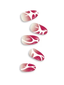 Miếng dán móng tay gel bán khô, 20 miếng, chất lượng salon, bền lâu, dễ dán và gỡ bỏ, có đèn UV. - Đỏ - Xem 5