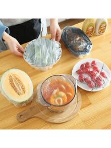 100/50pcs Disposable Food Wrap, One-Time Use Plastic Cling Film For Fridge, Leftover Rice, Fruit, Food Sealing Cover, Odor-Proof, Leak-Proof, Dust-Proof Refrigerator Wrap, Kitchen Accessories, Suitable For Plates Under 7.87 Inches In Diameter - View 6