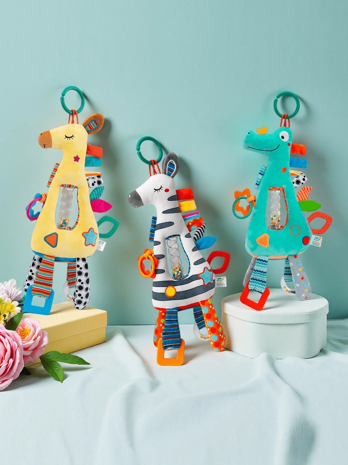 1pc Cute Multi-Functional Grab Training Doll, Baby Stroller Hanging Plush Doll, With Rattle, Crinkle Paper And BB Device, Suitable As Newborn Baby Gift - Multicolor - View 1