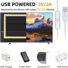 5V USB 低压 COB LED 灯条，高亮度高显色性无频闪，触摸控制器可调节亮度，背胶可裁剪，适用于书架、衣柜、客厅、楼梯和圣诞装饰。 - 白色 - 查看 3