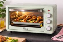 Don Feliz 22L 1500W Electric Countertop Oven, Adjustable Temperature 100–250 °C, 60 Min Timer, Toaster Oven With Tray, Grill And Stainless Steel Body In Black And Green - 查看 3